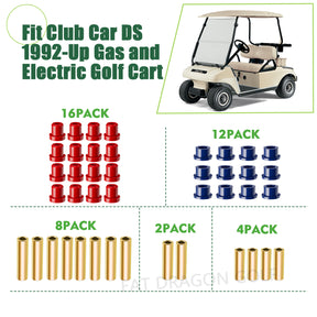 Panglong Club Car DS Bushing Kit for A Arm, Front and Rear Suspension; Polyurethane Bushings Kit Suitable for 1992-Up DS Golf Cart; OEM#1016346, 1016349, 1016350, 1015583, 1012303
