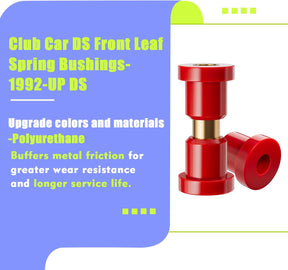 Drive-up Golf Cart Bushings Kit for Club Car DS, Front Leaf Spring Bushings Red Polyurethane