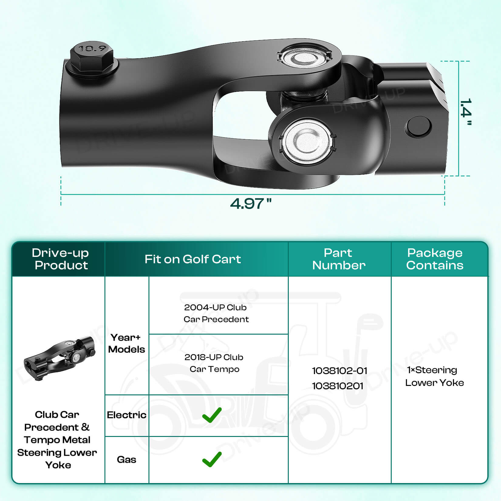 Golf Cart Metal Steering Lower Yoke for Club Car