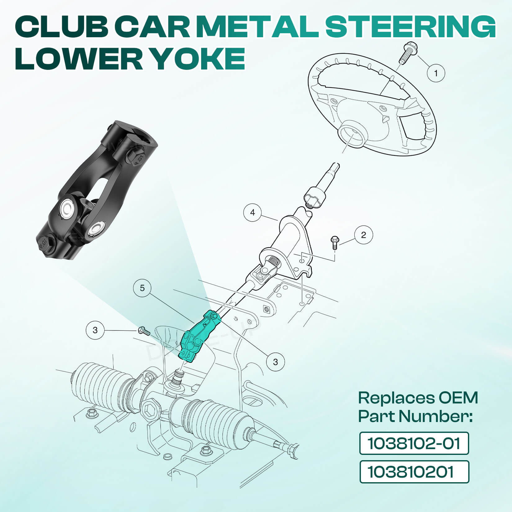 Golf Cart Metal Steering Lower Yoke for Club Car