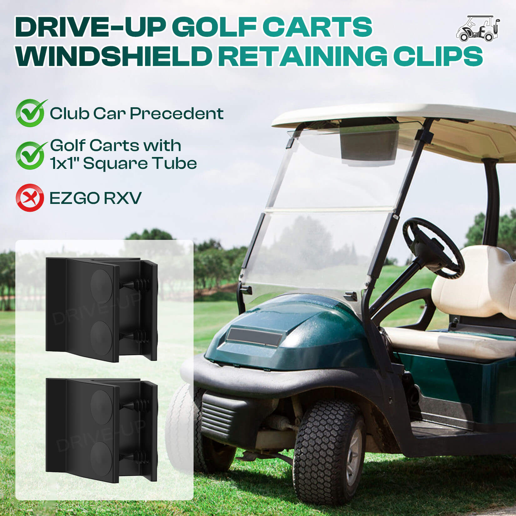 Upper Golf Cart Windshield Retaining Clips for Club Car Precedent