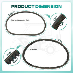 Drive Belt & Starter Belt Kit for Club Car DS & Precedent
