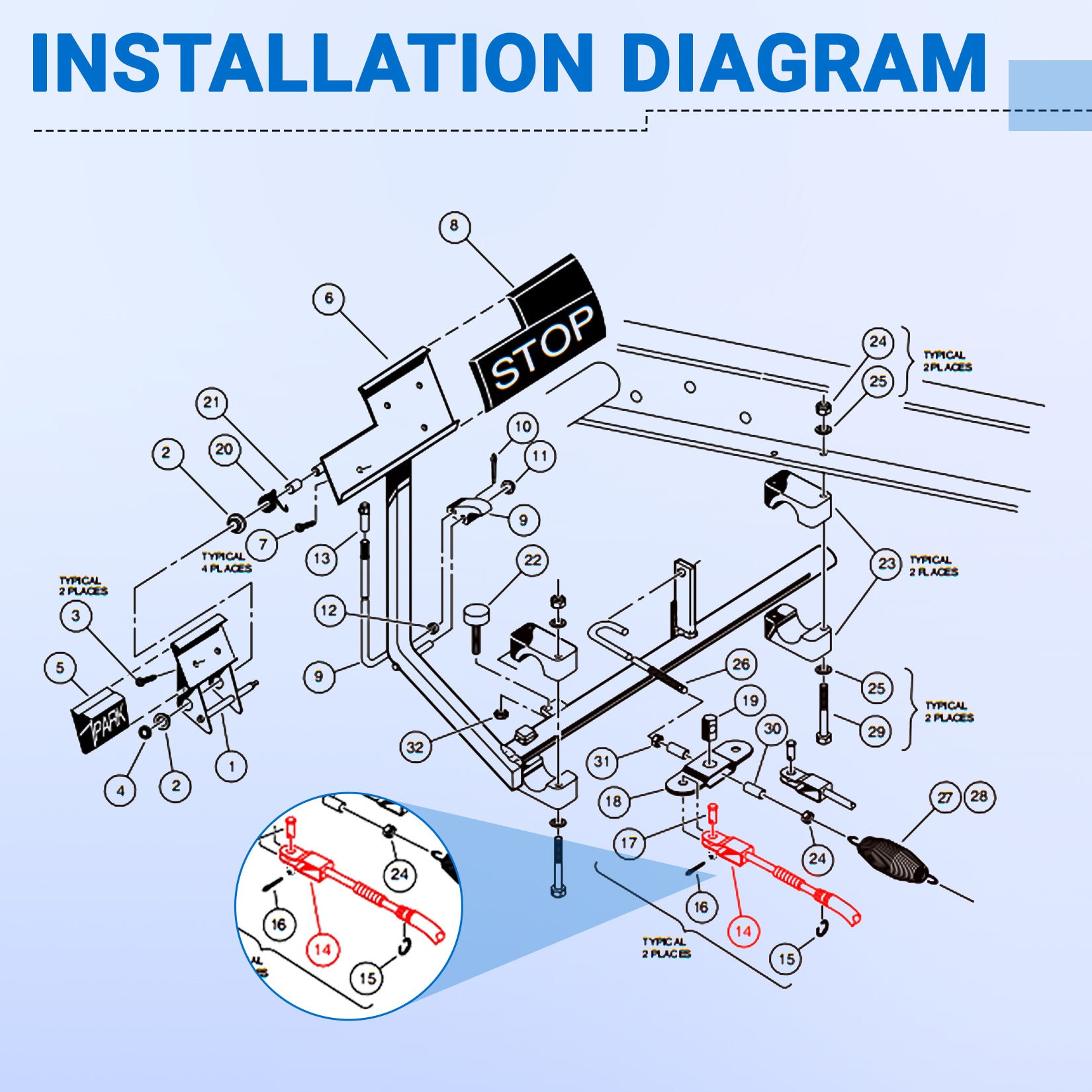 Drive-up Club Car DS Brake Cable Kit & Hanger for 2000-up Gas & Electric Golf Cart Stainless Steel Core Driver and Passenger Side Cables OEM# 102022101 1013207 101900801