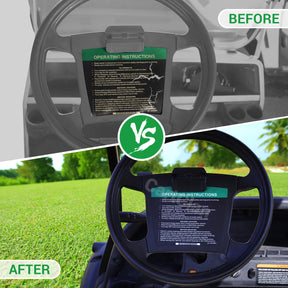 Golf Cart Steering Wheel Sticker/Dashboard Sticker Kit, for Club Car Precedent & DS Elec Models, OEM #102518001, 101621601 |Drive-up