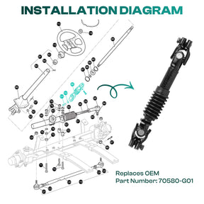 EZGO Intermediate Steering Shaft for TXT 2001-Up Models - OEM 70580-G01 | Drive-up