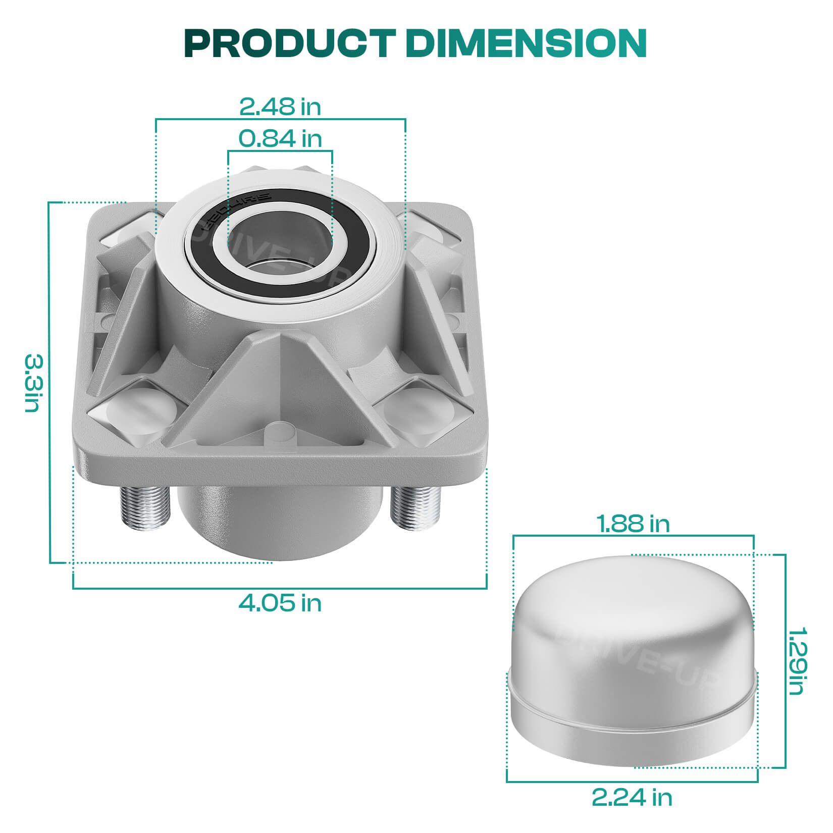 Golf Cart Front Wheel Hub Assembly with Hub Bearing Fits EZGO RXV - 2Pcs
