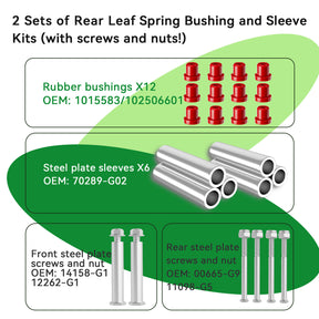 Leaf Spring Bushing Kit for EZGO TXT & PDS, Golf Cart Bushings Kit, OEM 70289G01, 1015583 |Drive-up