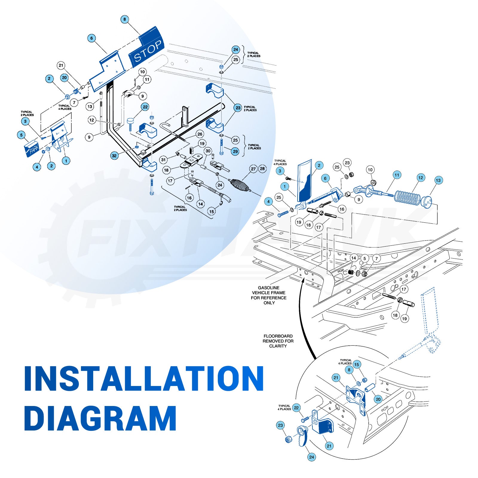 Club Car Accelerator Pedal Repair bag Fits DS 1996-UP E&G Golf Cart, included Brake Block Mounting Set & DS Accelerator Pedal, Replace OEM #1017696 |Drive-up