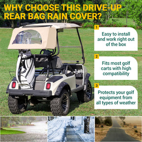 Golf Cart Universal Rear Golf Bag Rain Cover, Foldable Rain Cover | Drive-up