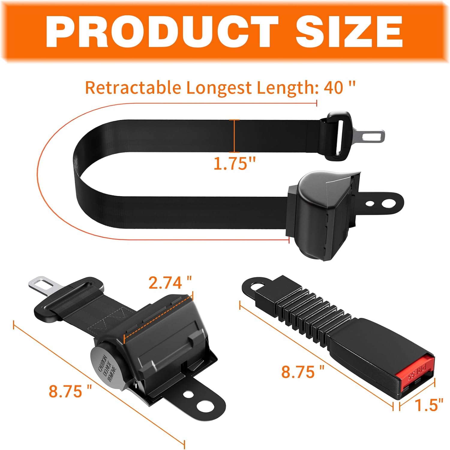 Golf Cart Seat Belts, 40" Retractable Universal Seat Belts Kit,Fits Club Car EZGO Yamaha 2 Set | Drive-up