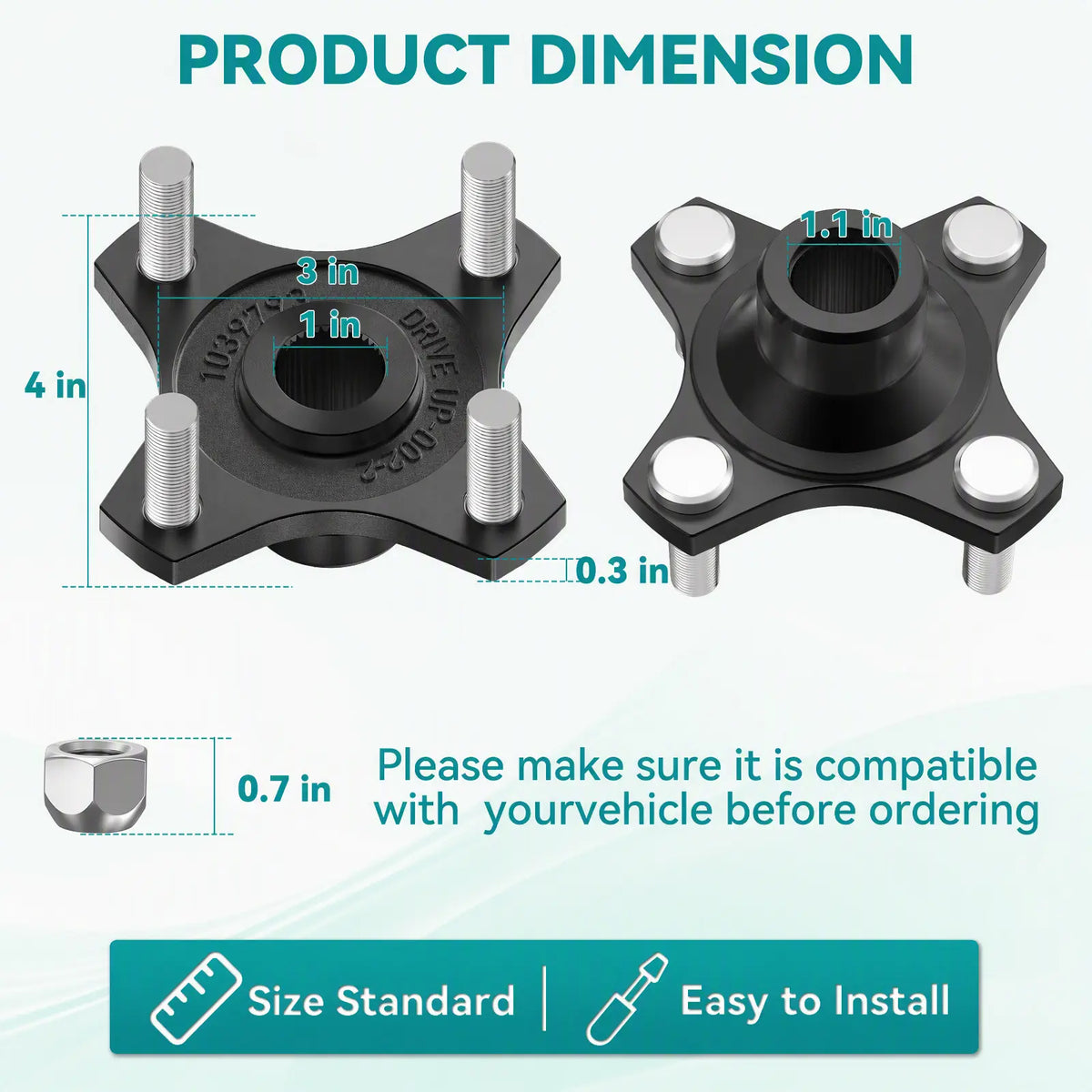 Club Car Rear Wheel Hubs Replacement 2PC Gas