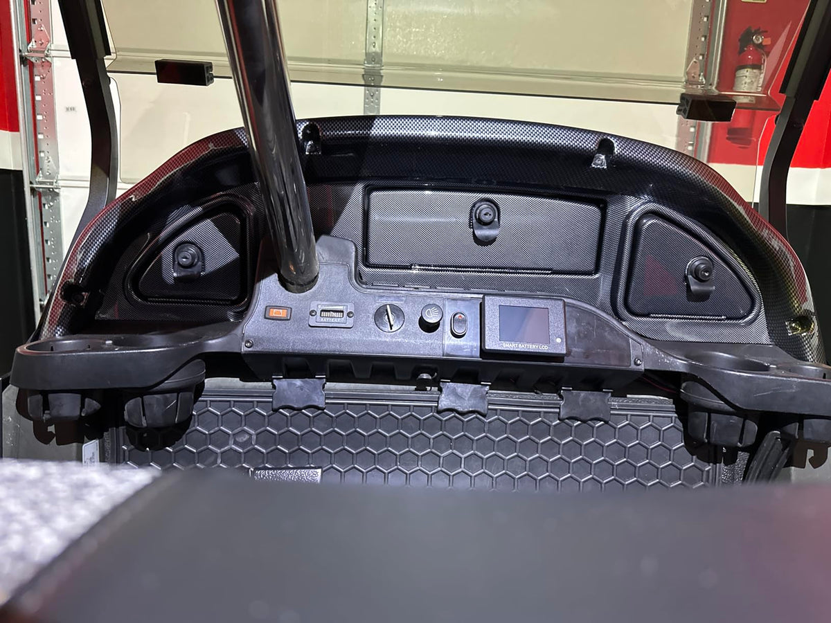 Carbon Fiber Dashboard Cover for Club Car Precedent Golf Cart Dash Panel with Lockable Glove Boxes