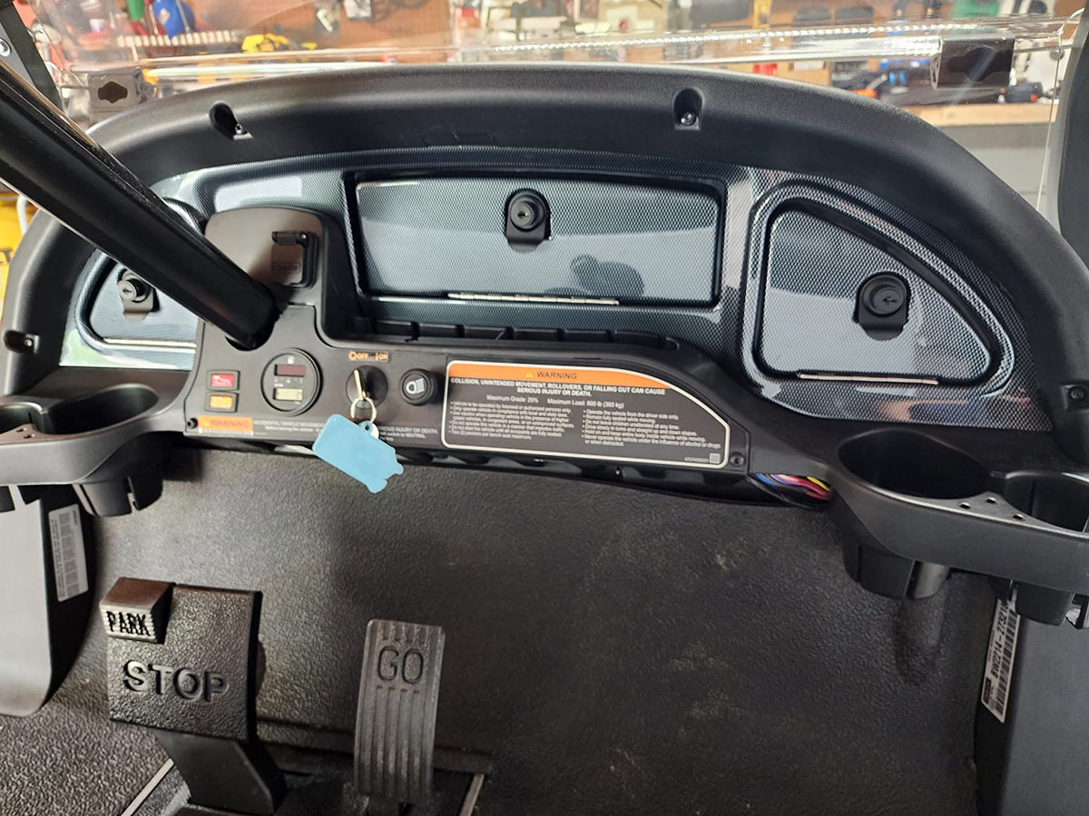 Carbon Fiber Dashboard Cover for Club Car Precedent Golf Cart Dash Panel with Lockable Glove Boxes