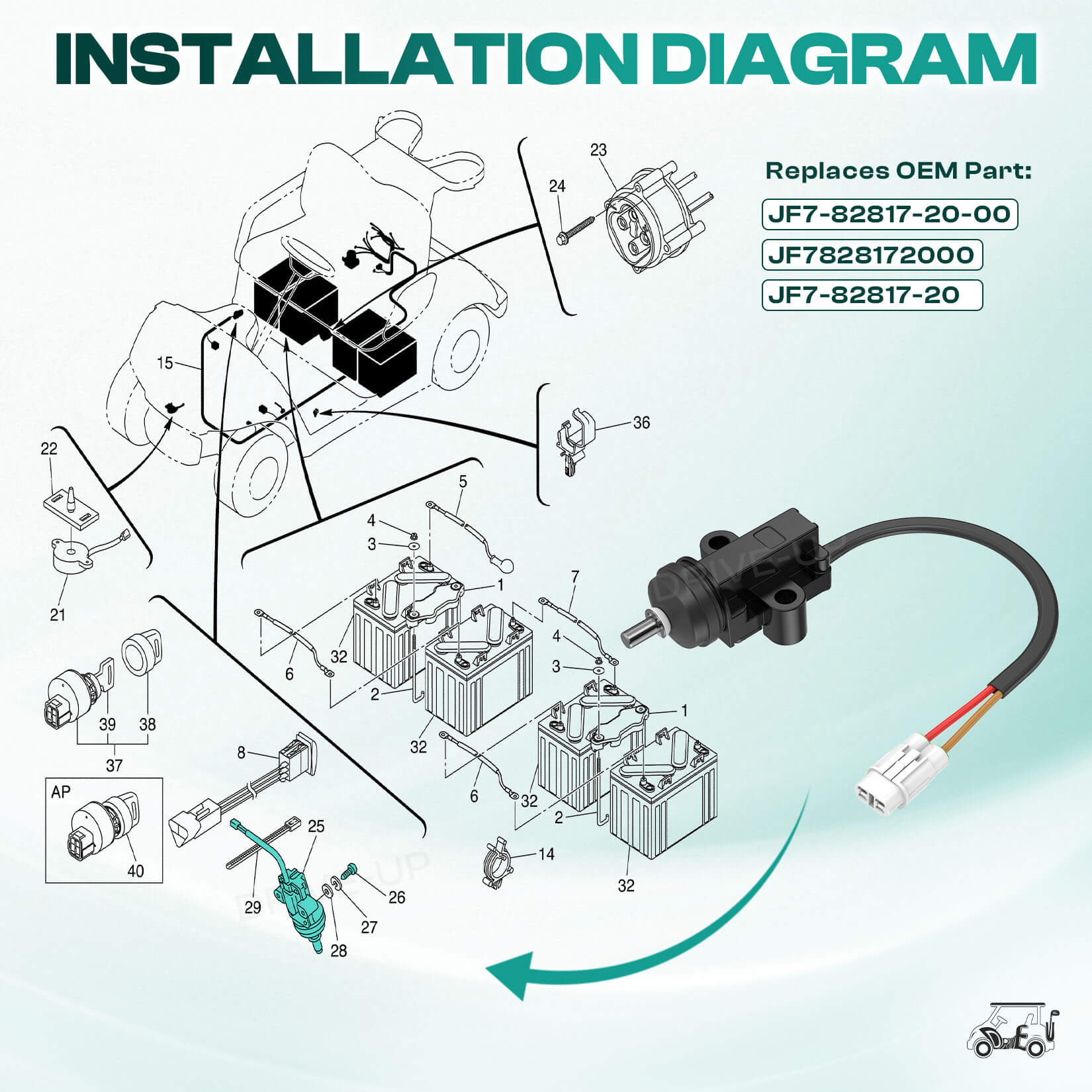 Yamaha Stop Switch - Fits G14-G29 Golf Carts (JF7-82817-20) | Drive-up