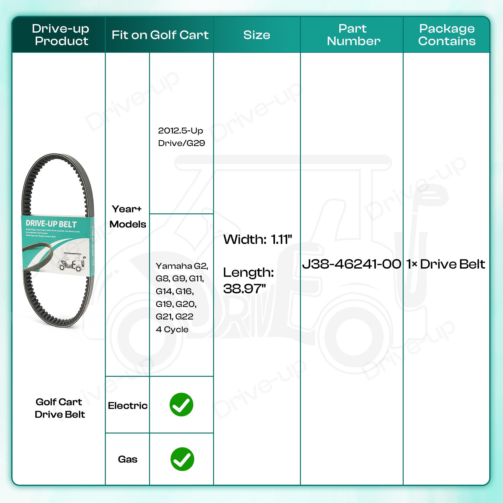 yamaha golf cart drive belt