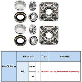 2 Pack Club Car DS Golf Cart Front Wheel Hub Kit &Bearings Seals