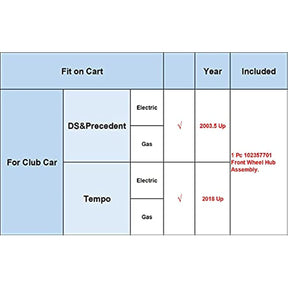 Club Car DS Golf Cart Front Wheel Hub Kit & Bearings Seals | Drive-up