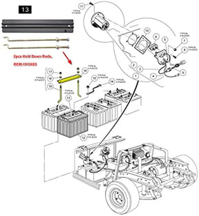 Hold Down Plate and Rod Kit Washers & Nuts,for Club Car  Electric DS&Carryall