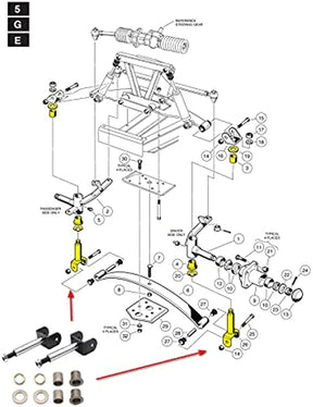 Front End King Pin Repair Kit for Club Car DS Golf Cart |Drive-up