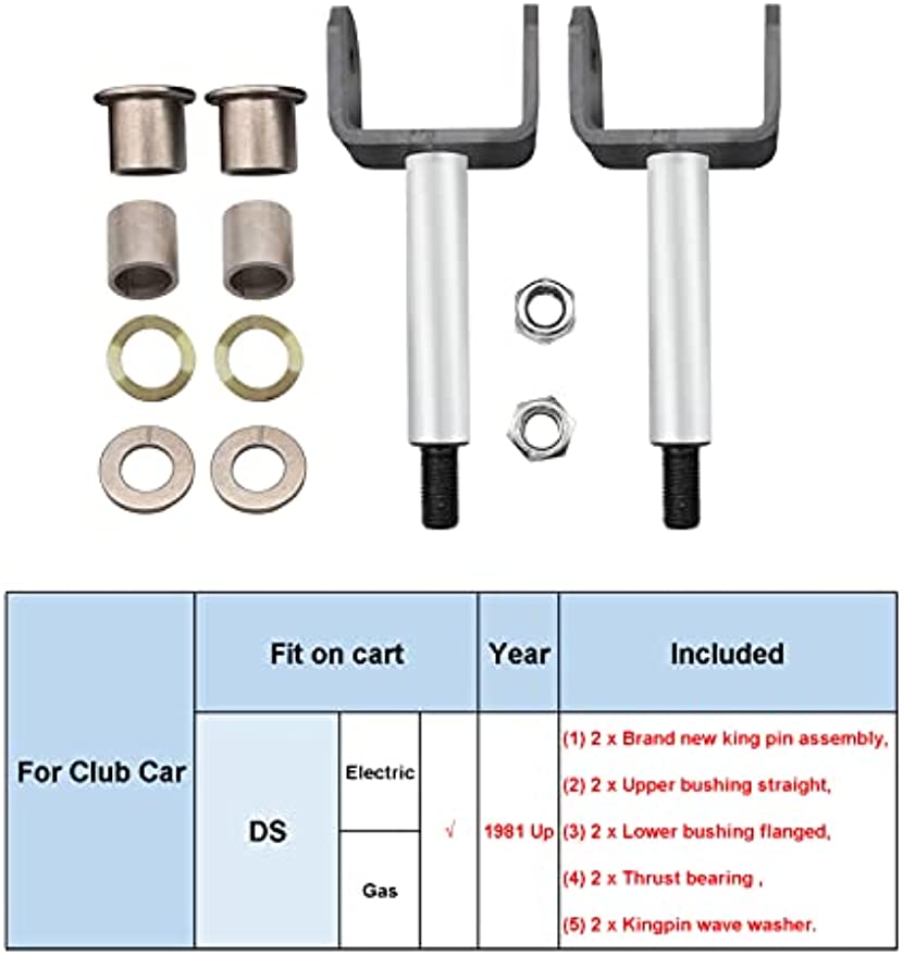 Front End King Pin Repair Kit for Club Car DS Golf Cart |Drive-up